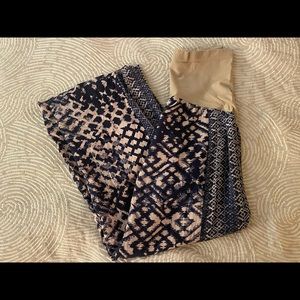 A Pea in the Pod Pants - Navy Blue and Blush Print.  (Flowy style) Medium